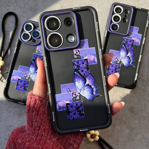 قاب سولید یووی purple butterfly همراه با آویز